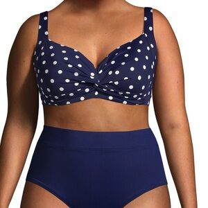 Lands' End Plus Size Chlorine Resistant Twist Front Underwire Bikini Swim Top